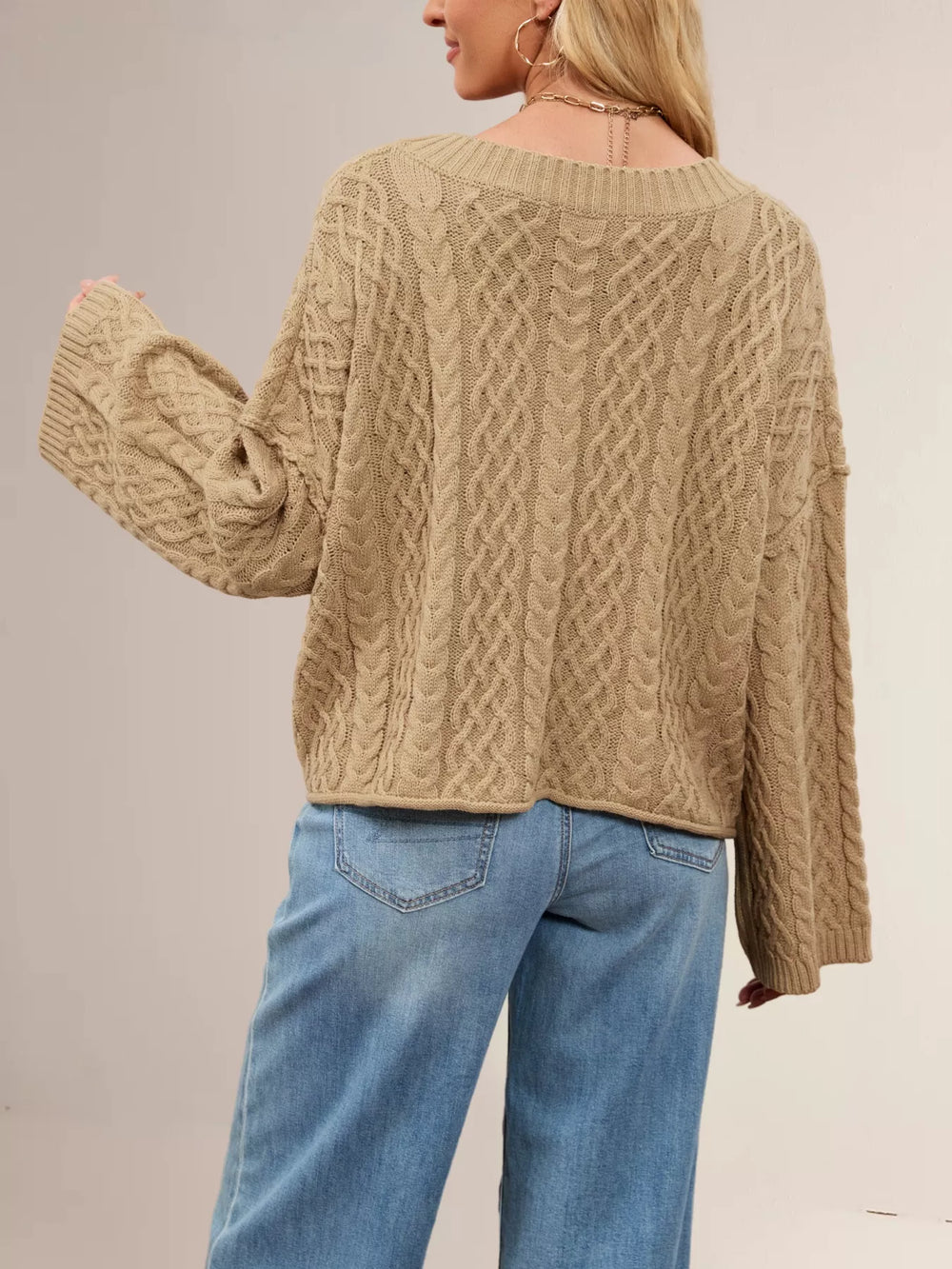 Cable Knit Button-Down Cardigan - Trendsi - Flyclothing LLC