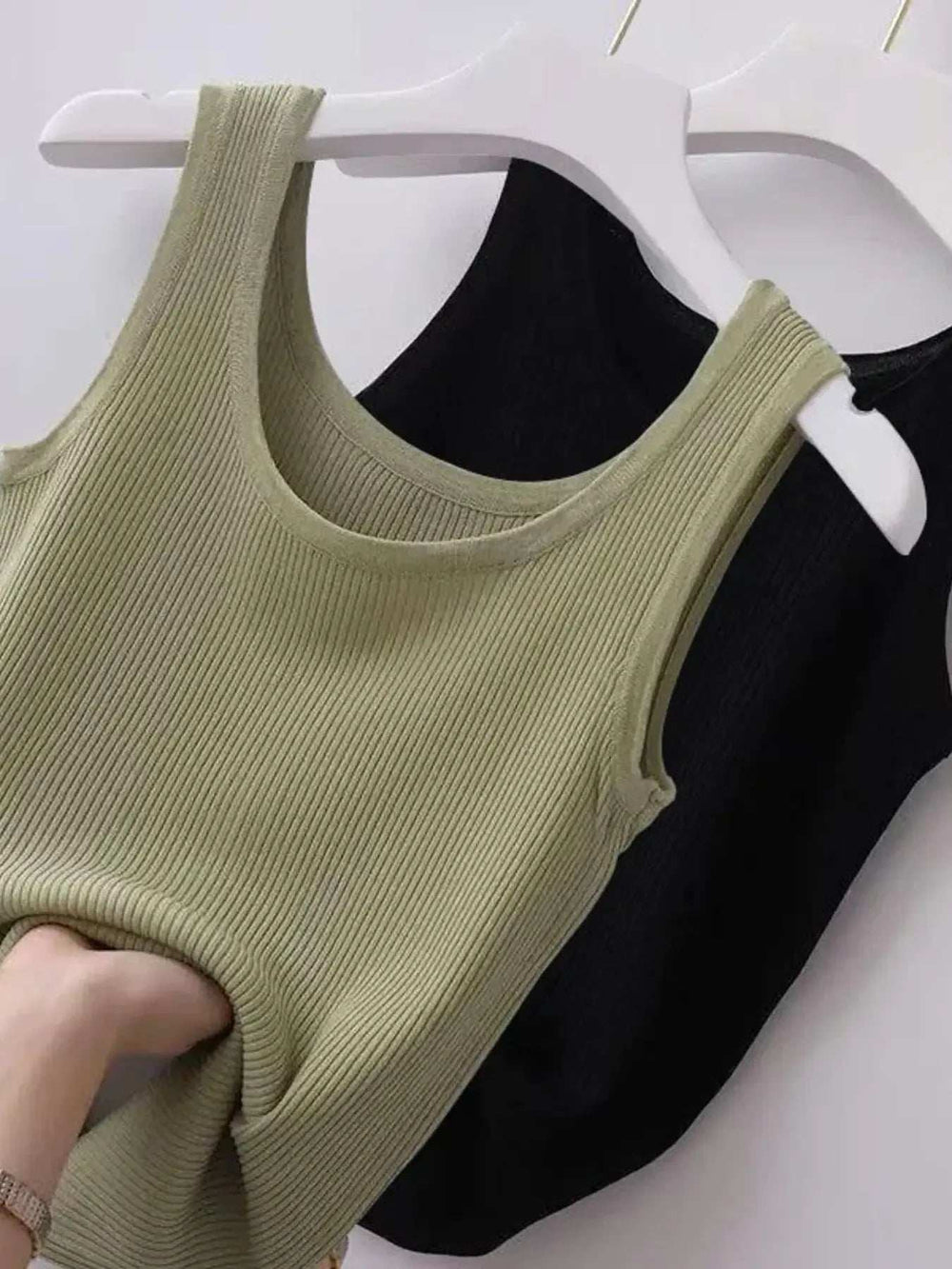 Plus Size Ribbed Knit Scoop Neck Tank Top - Trendsi - Flyclothing LLC