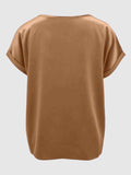 Round Neck Short Sleeve T-Shirt - Trendsi - Flyclothing LLC