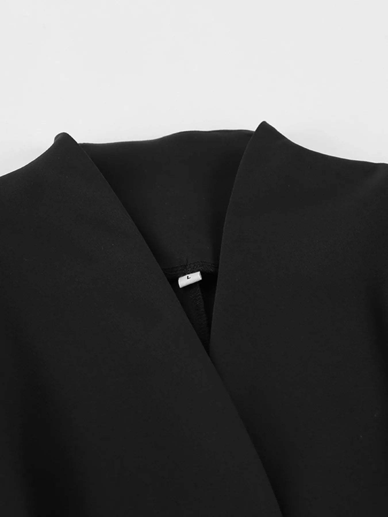 Chic Button Down Pleated Blazer and Wide-Leg Pants Suit Set - Trendsi - Flyclothing LLC