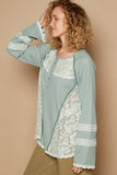 POL Round Neck Long Sleeve Lace Trim Thermal Top - Trendsi