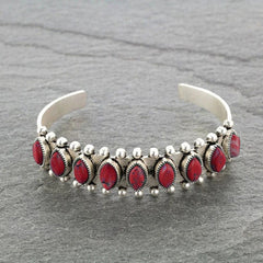 Artificial Turquoise Alloy Open Bracelet - Trendsi