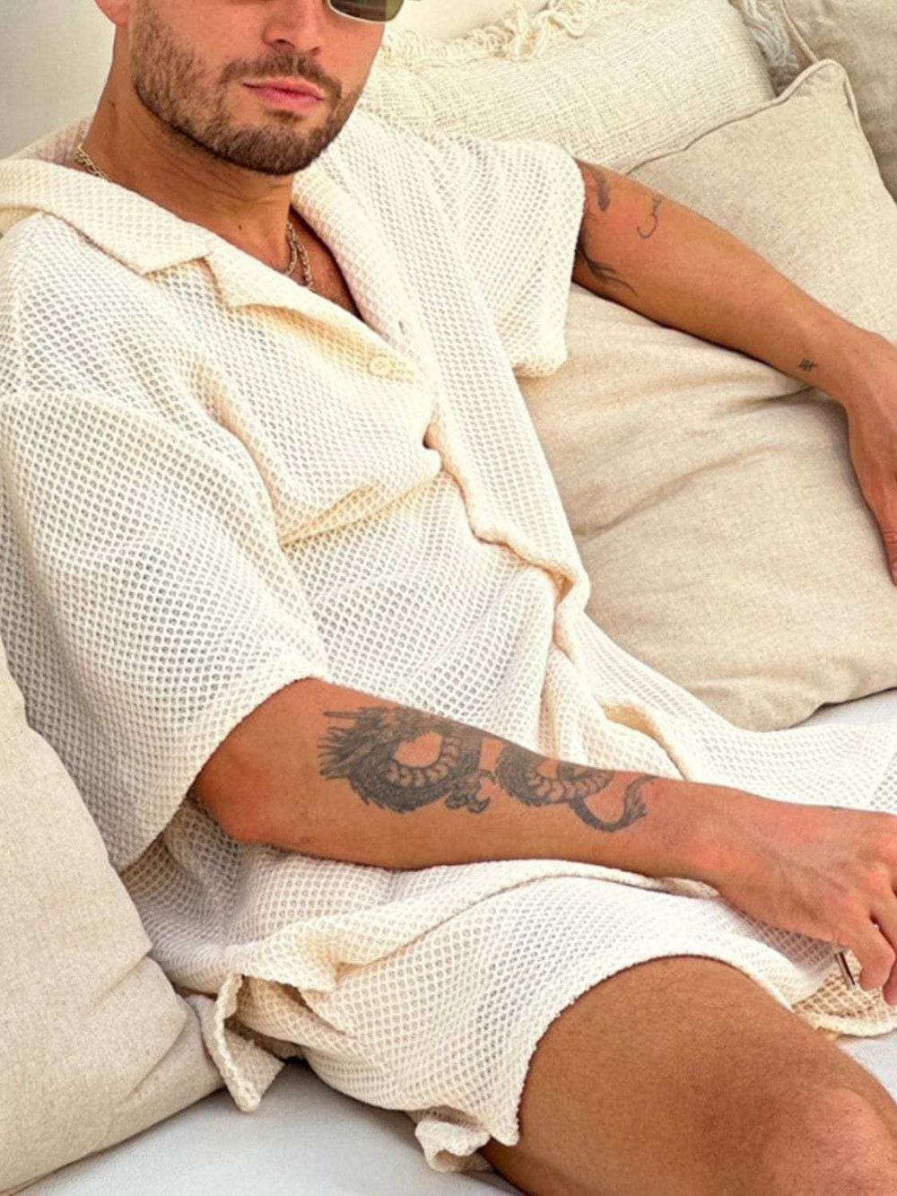 Men's Plus Size Button Down Half Sleeve Top and Shorts Set - Trendsi - Flyclothing LLC