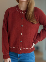 Button Down Long Sleeve Cardigan - Trendsi