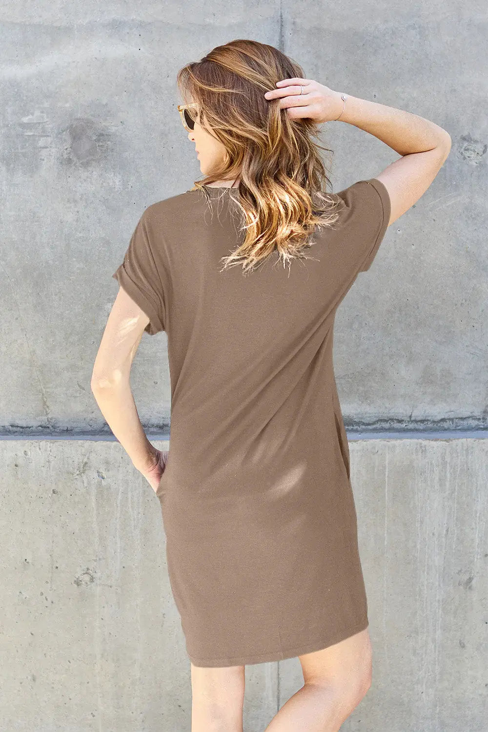 Basic Bae Full Size Round Neck Short Sleeve Dress with Pockets - ShopBasicbae - Flyclothing LLC
