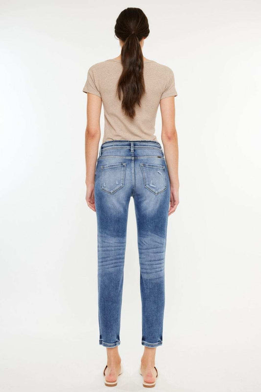 Kancan High Rise Distressed Mom Jeans - Trendsi - Flyclothing LLC