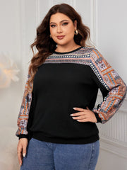 Plus Size Printed Long Sleeve Sweatshirt - Trendsi