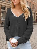 V-Neck Long Sleeve Sweater - Trendsi - Flyclothing LLC