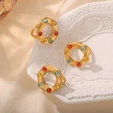 Titanium Steel Glass Bead Ring - Trendsi - Flyclothing LLC