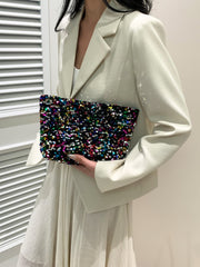 Sequin Clutch with Zipper - Trendsi
