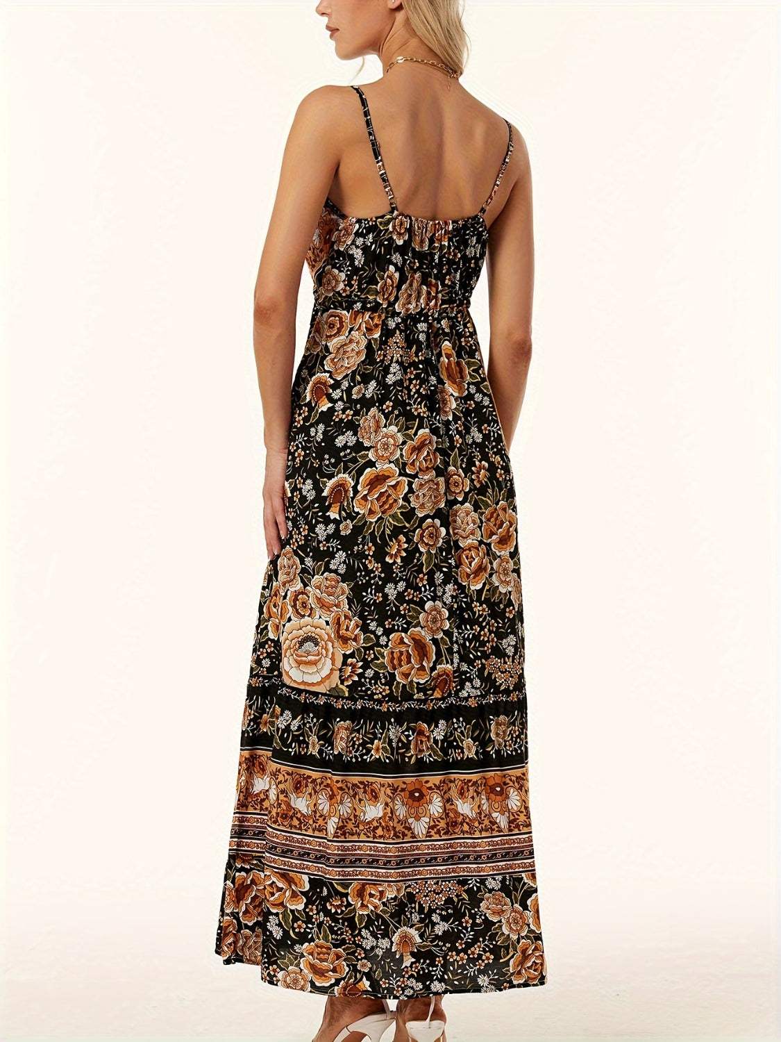 Printed Scoop Neck Midi Cami Dress - Trendsi - Flyclothing LLC