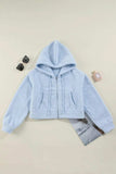 Drawstring Zip Up Long Sleeve Hoodie - Trendsi - Flyclothing LLC