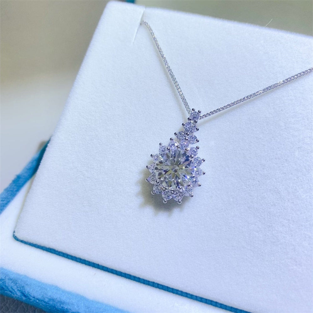 5 Carat Moissanite 925 Sterling Silver Pendant Necklace - Trendsi