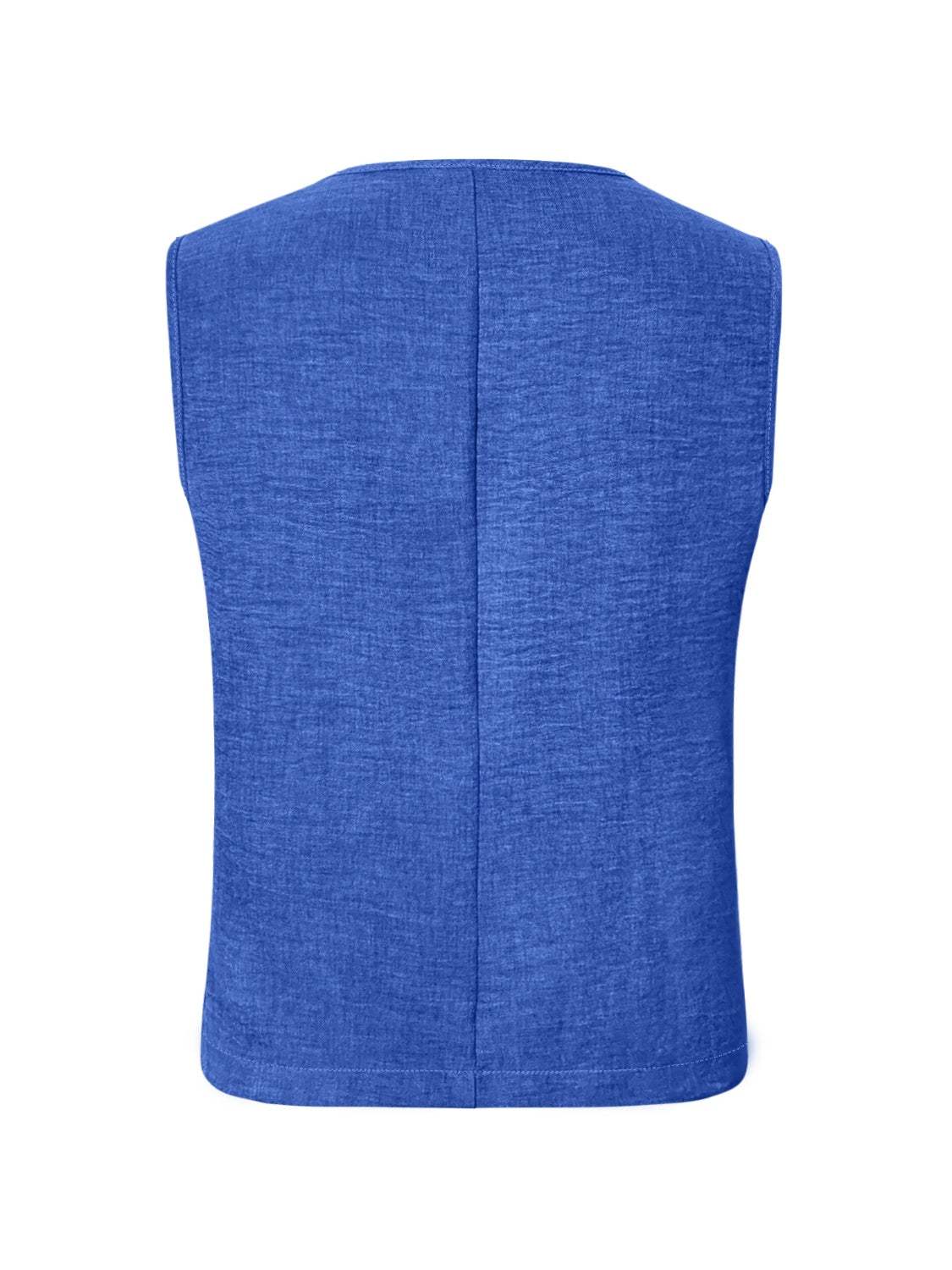 V-Neck Button Up Vest Coat - Trendsi - Flyclothing LLC