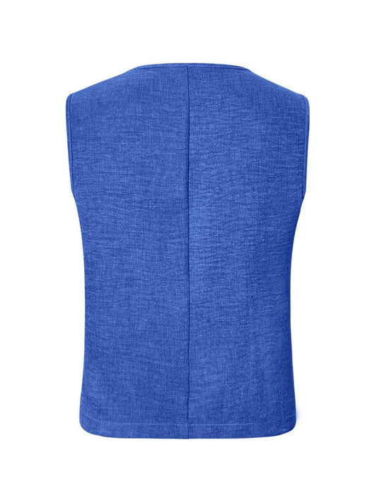 V-Neck Button Up Vest Coat - Trendsi - Flyclothing LLC