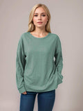 Side Slit Round Neck Long Sleeve T-Shirt - Trendsi - Flyclothing LLC