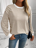 Ivy Lane Striped Round Neck Long Sleeve Sweatshirt - Trendsi