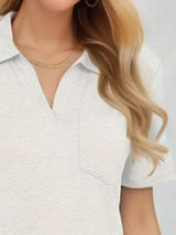 Johnny Collar Short Sleeve Top - Trendsi - Flyclothing LLC