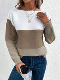 Color Block Boat Neck Sweater - Trendsi - Flyclothing LLC
