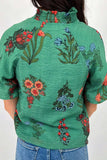 Floral Print Notched Short Sleeve Blouse - Trendsi - Flyclothing LLC