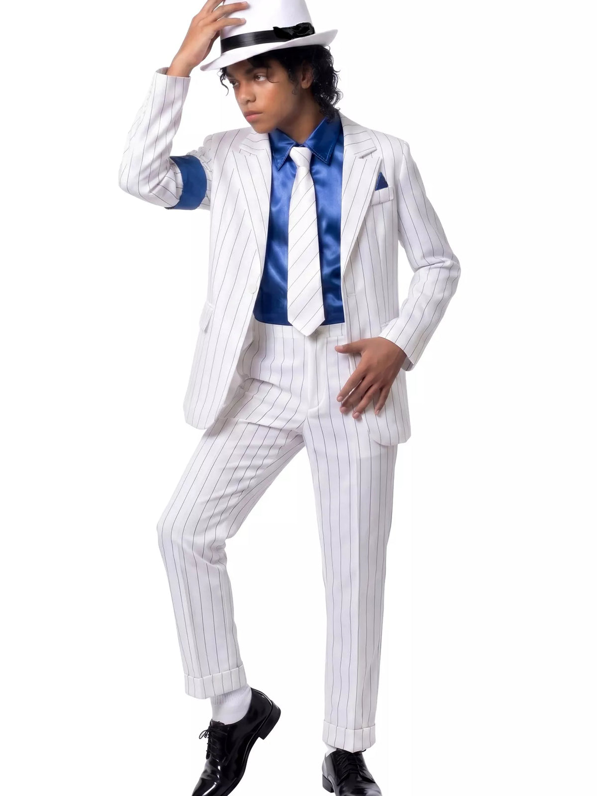 Children's Halloween Striped Suit Costume 5 Piece Set with Shirt and Fedora & Tie - Trendsi - Flyclothing LLC