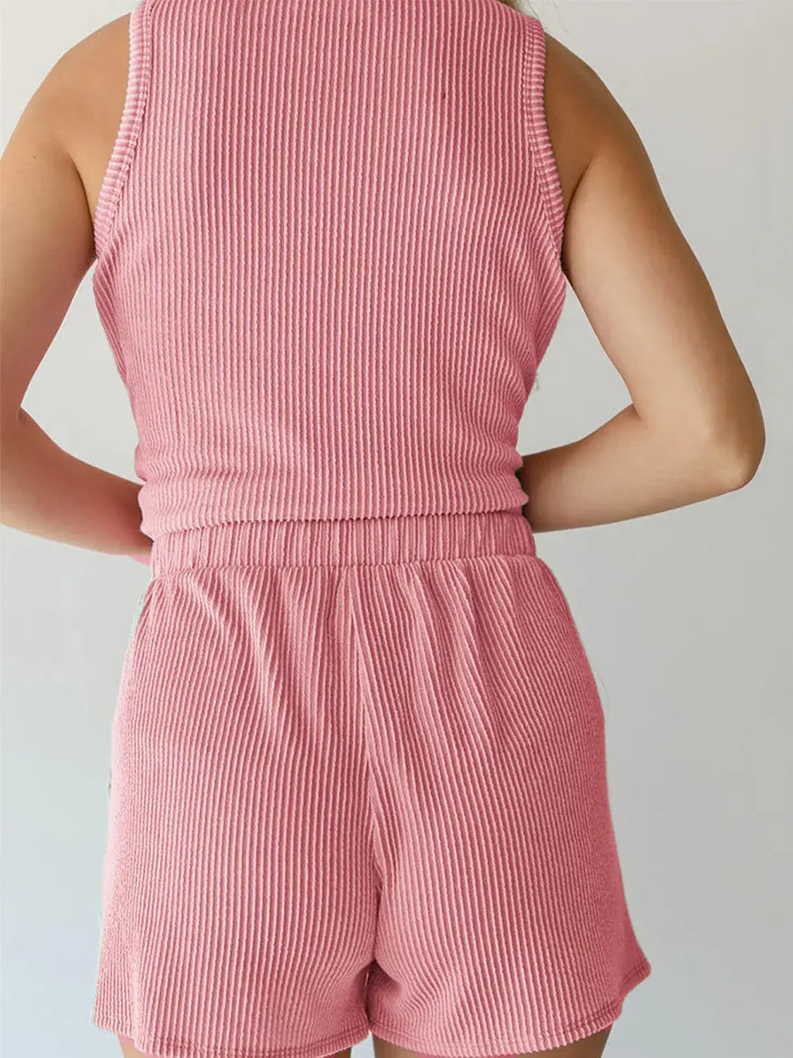 Round Neck Sleeveless Top and Shorts Set - Trendsi - Flyclothing LLC