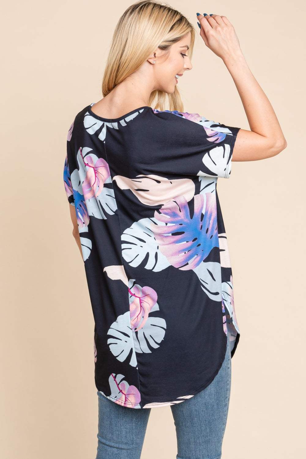 BOMBOM Printed Round Neck Short Sleeve T-Shirt - Trendsi - Flyclothing LLC
