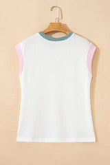 Contrast Trim Ribbed Knit Sleeveless Top - Trendsi - Flyclothing LLC