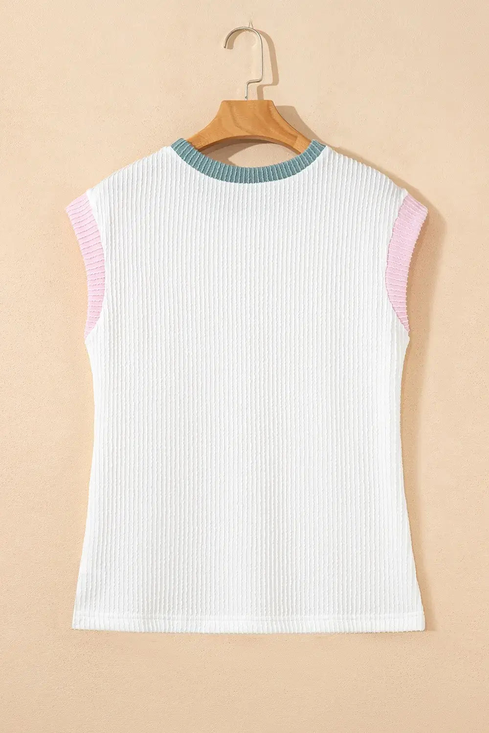 Contrast Trim Ribbed Knit Sleeveless Top - Trendsi - Flyclothing LLC