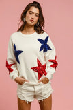 BiBi Velvet Sequin Star Patches Sweater Top - Trendsi