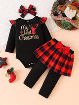 Children's Christmas Bodysuit and Pants Set with Headband - Trendsi - Flyclothing LLC