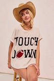 BiBi Game Day Touchdown Letter Patches Waffle Short Top - Trendsi - Flyclothing LLC
