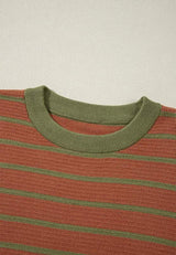 Striped Round Neck Long Sleeve Sweater - Trendsi - Flyclothing LLC