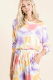 BiBi Tie Dye French Terry Top and Shorts Set - Trendsi