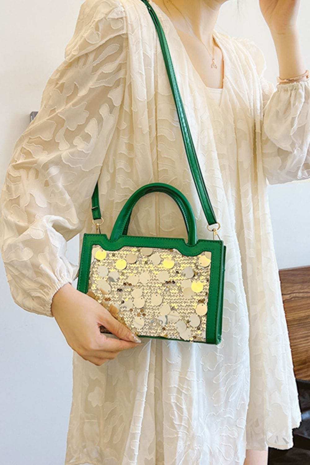 PU Leather Sequin Handbag - Trendsi - Flyclothing LLC