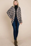 BOMBOM Houndstooth Open Front Cocoon Knit Cardigan - Trendsi - Flyclothing LLC