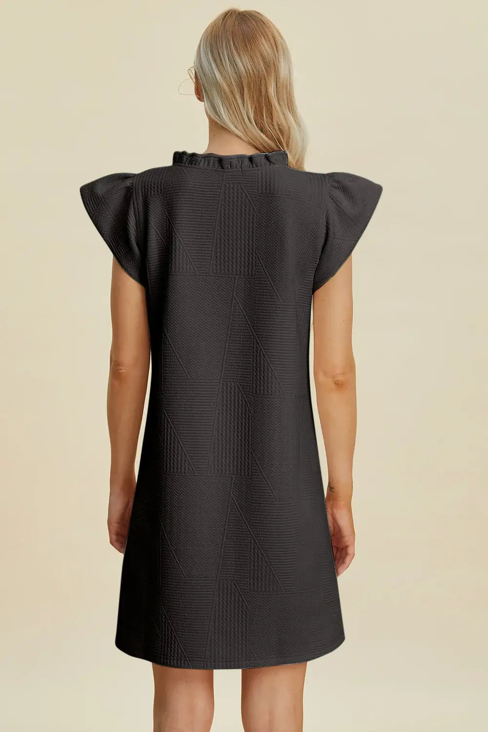 Double Take Full Size Ruffled V-Neck Cap Sleeve Dress - Trendsi - Flyclothing LLC