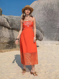 Embroidered Square Neck Midi Cami Dress - Trendsi - Flyclothing LLC