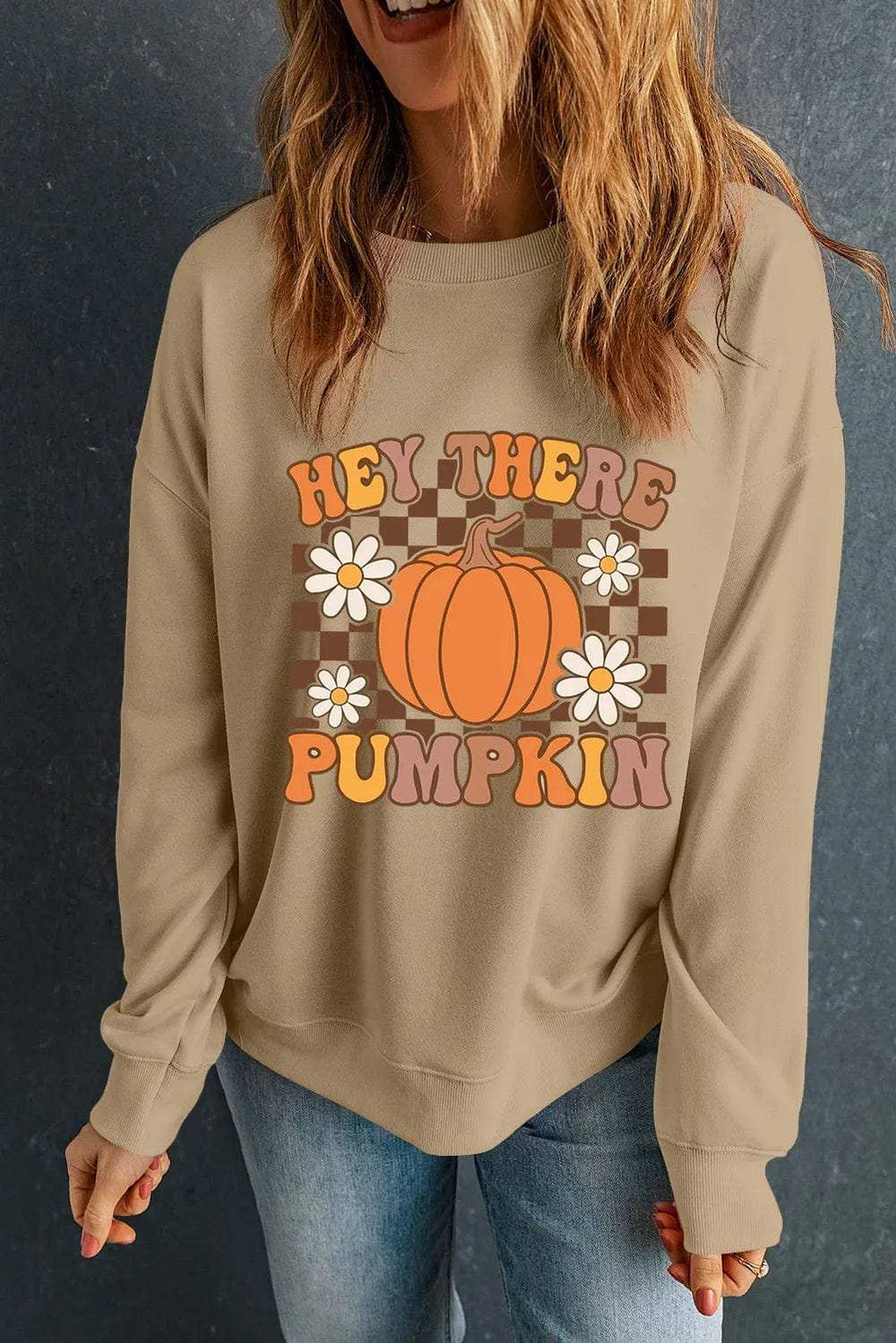 Pumpkin Graphic Long Sleeve Sweatshirt - Trendsi - Flyclothing LLC