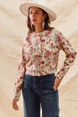 SO ME Floral Print Button Front Sweater Cardigan - Trendsi - Flyclothing LLC