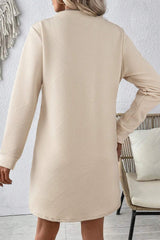 Textured Round Neck Long Sleeve Mini Dress - Trendsi - Flyclothing LLC