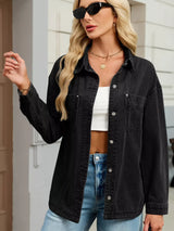 Button Up Dropped Shoulder Denim Jacket - Trendsi - Flyclothing LLC