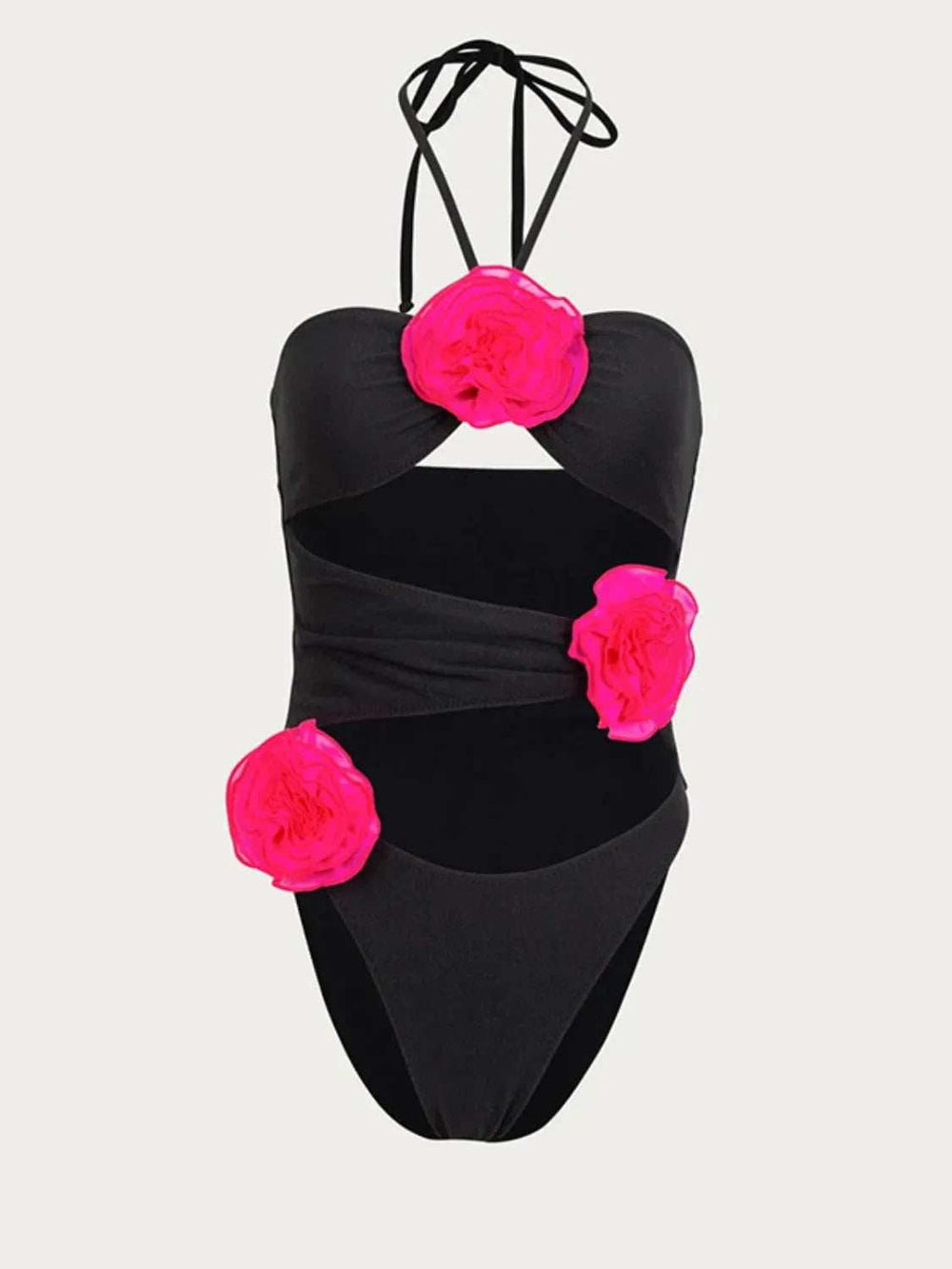 Flower Cutout Halter Neck One-Piece Swimwear - Trendsi - Flyclothing LLC