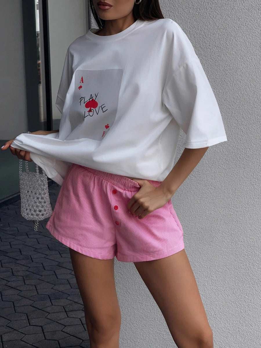 Graphic Round Neck Half Sleeve T-Shirt - Trendsi - Flyclothing LLC