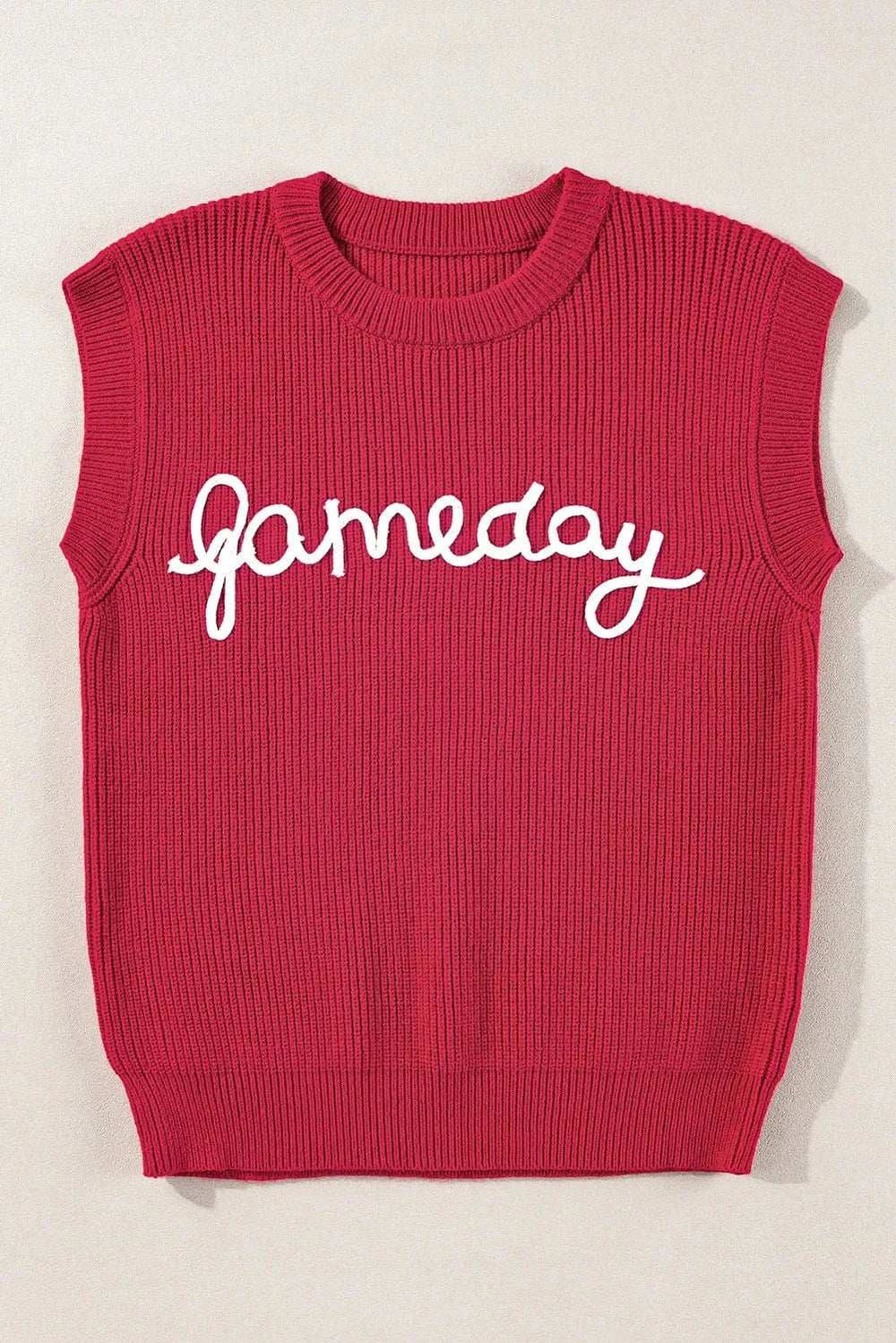 GAME DAY Round Neck Sweater Vest - Trendsi - Flyclothing LLC