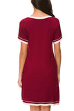Contrast Trim Short Sleeve Lounge Dress - Trendsi - Flyclothing LLC
