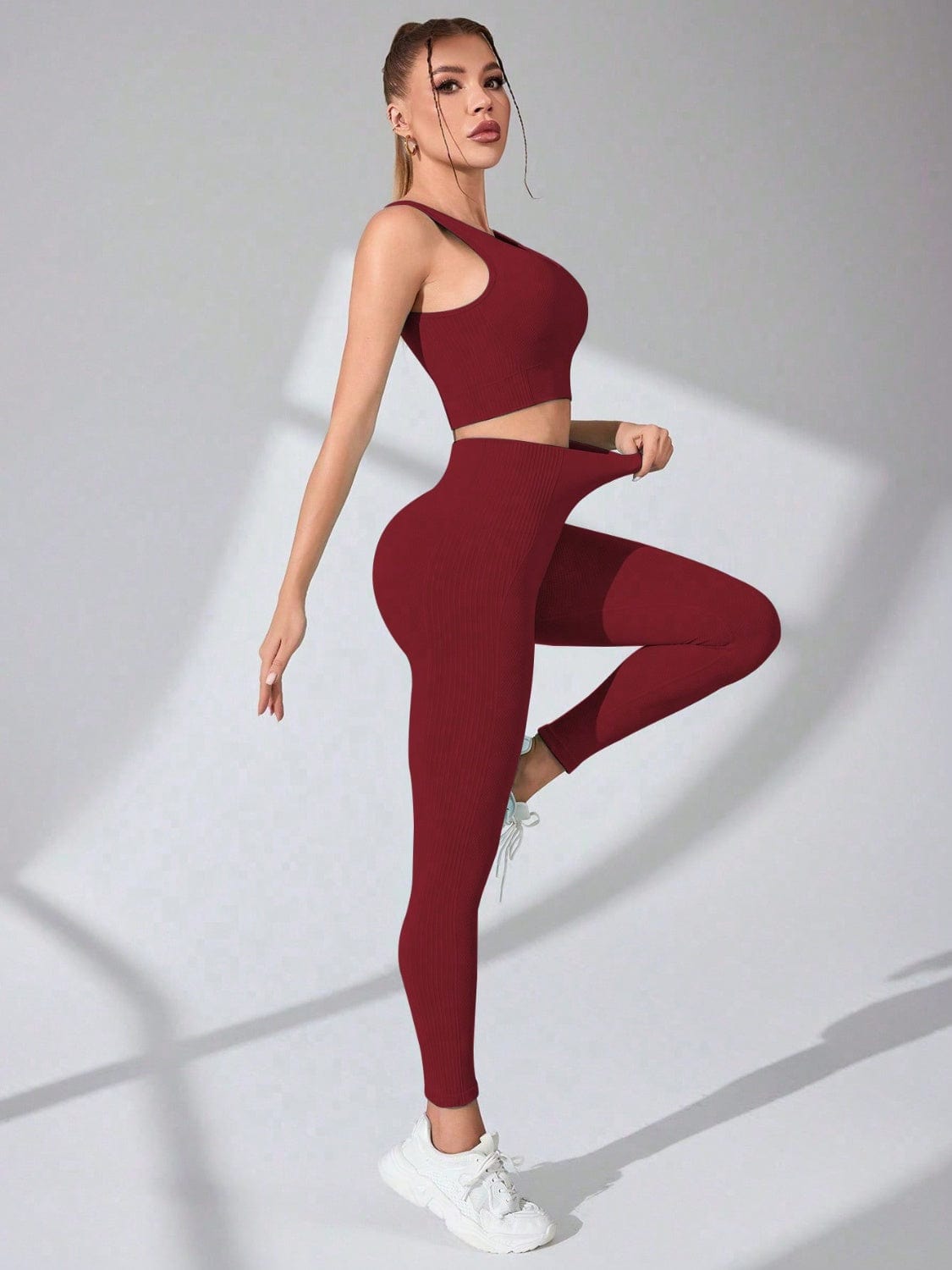 Scoop Neck Wide Strap Top and Pants Active Set - Trendsi