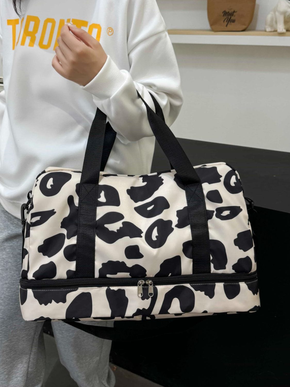Oxford Cloth Leopard Travel Bag - Trendsi