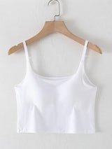 Scoop Neck Cropped Cami with Chest Pads - Trendsi - Flyclothing LLC