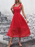 Tied Smocked Sleeveless Midi Dress - Trendsi